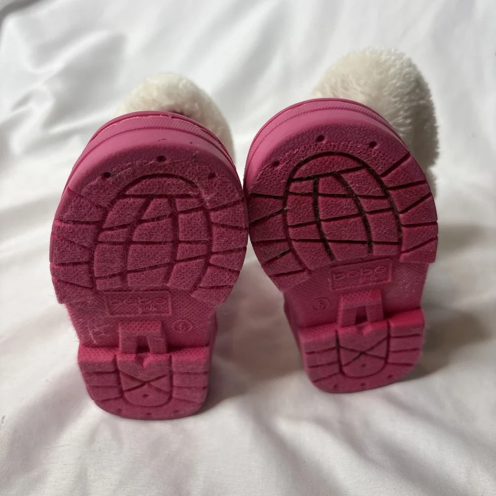 Bebe Girls‎ Toddler Size 5  Pink Faux Suede Faux-Fur  Slip On Boots